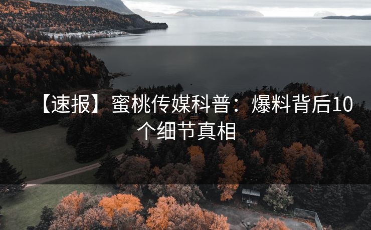 【速报】蜜桃传媒科普：爆料背后10个细节真相