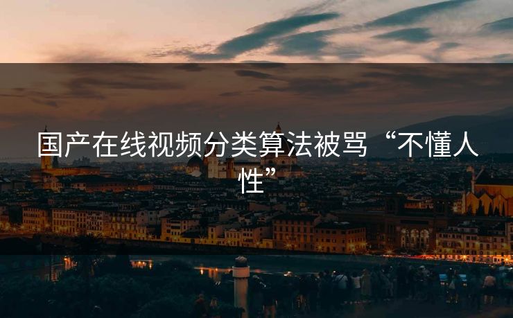 国产在线视频分类算法被骂“不懂人性”