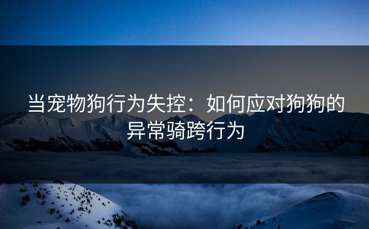 当宠物狗行为失控：如何应对狗狗的异常骑跨行为